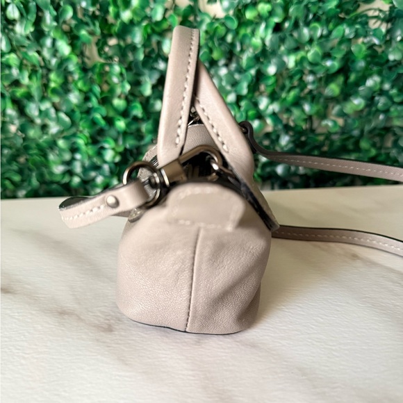 Longchamp Leather Gray Mini Handbag Crossbody Bag Charm - Picture 4 of 8